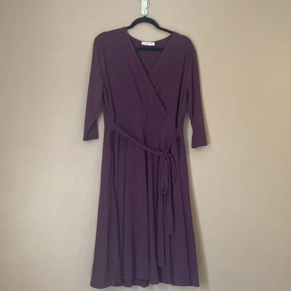 Nemidor Purple Faux Wrap Midi Dress 2XL (16) - Picture 1 of 6